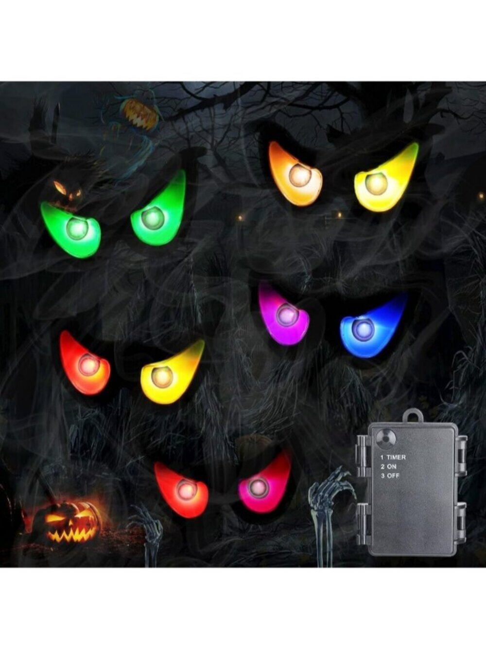 Halloween Spooky Eyes Lights RGB Color Changing Flashing Eyes Battery Operated